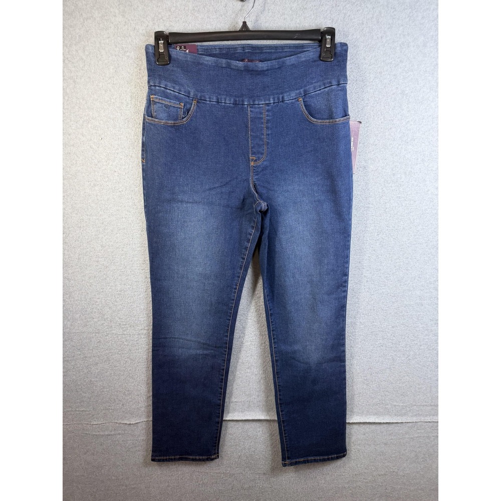 Gloria Vanderbilt Amanda Jeans Womens 10 Short Blue Pull On Slim Leg Stretch